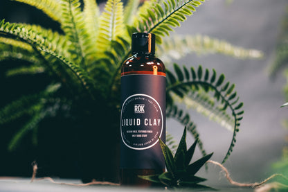 ROK Liquid Clay bottle with ferns and aloe vera – matte hold hair texturiser made in Great Britain